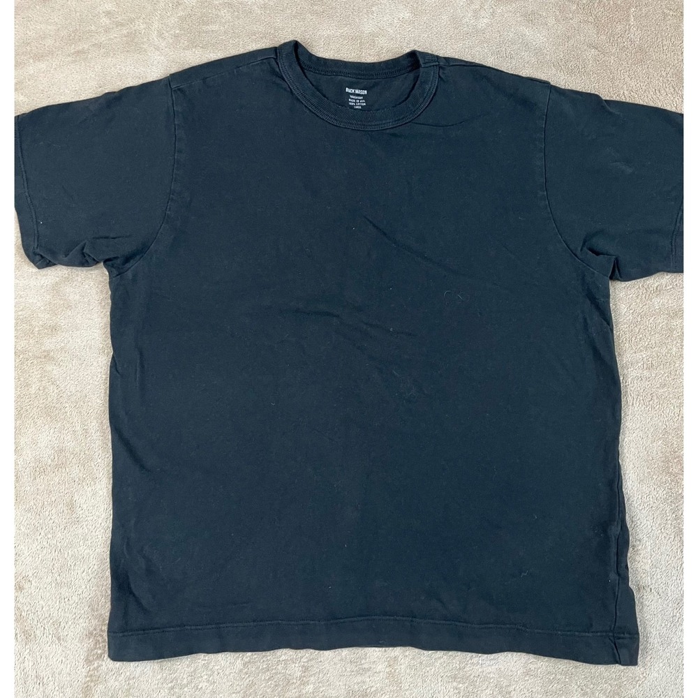 Buck Mason Tough Knit T Shirt Men's Large Black Cotton Crewneck Short Sleeve EUC